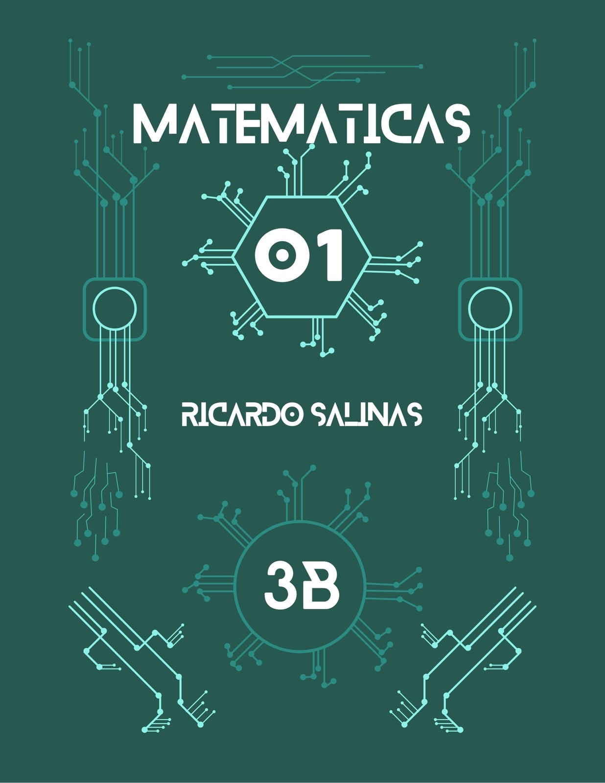 Portada de matemáticas - Cuaderno - Digital y verde
