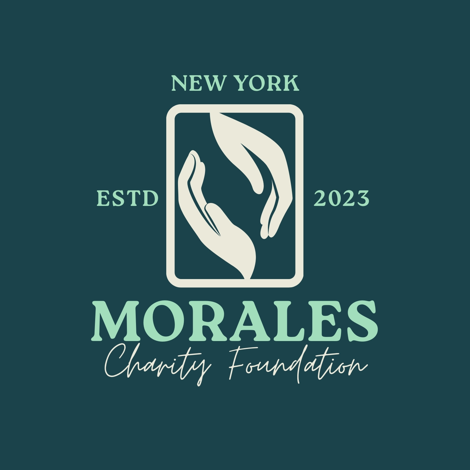 Charity Foundation Logo in Teal and Ivory Simple Minimalist Style