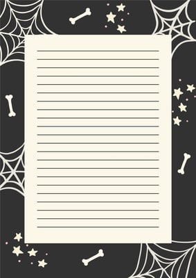 Playful Spooky Halloween Spider Web Page Border Canva template, black and white