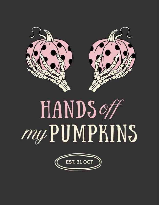 Retro Playful Humorous Pumpkin Quote Halloween T-Shirt Canva template, pink and black