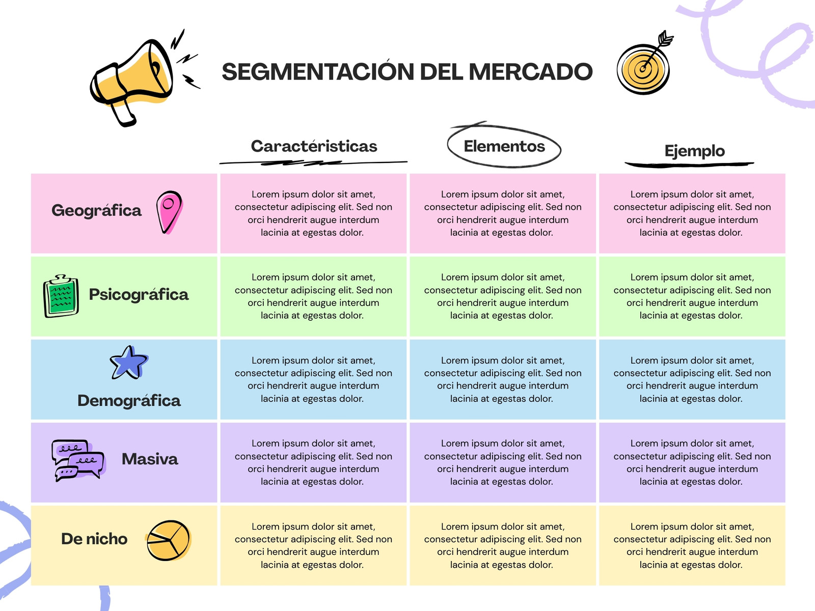 Grafico cuadro comparativo marketing ilustrado colorido