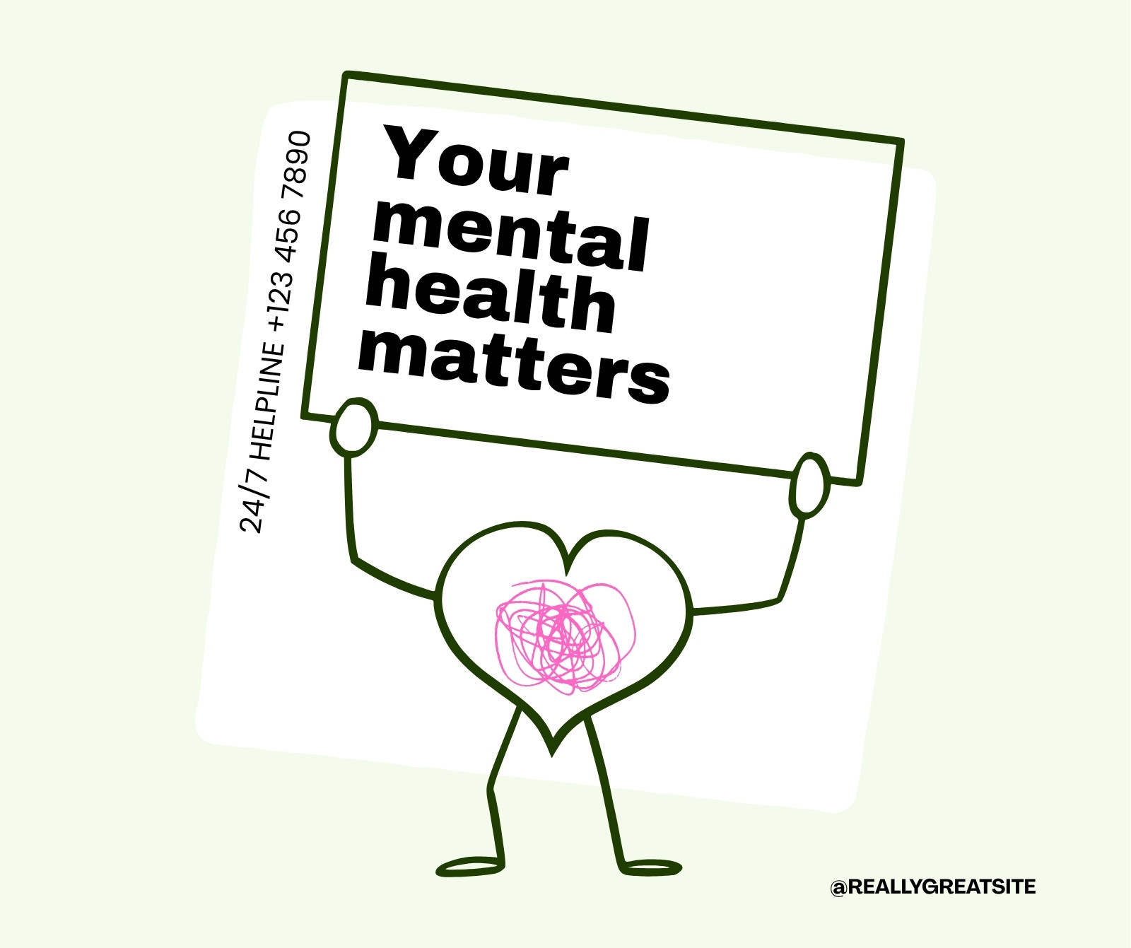 Mint Green Cute Mental Health Helpline Facebook Post