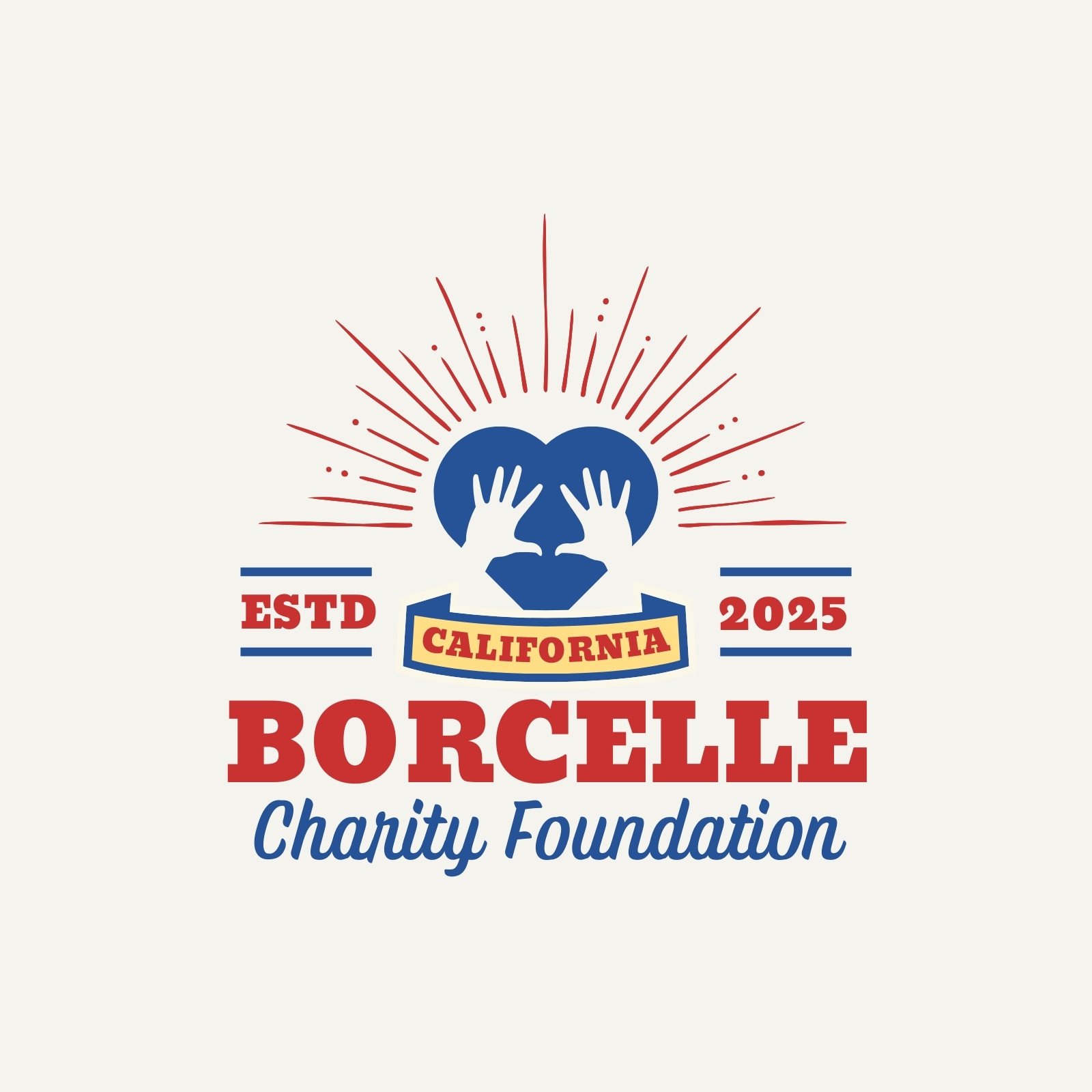 Charity Foundation Logo Blue and Red Vintage Retro Style