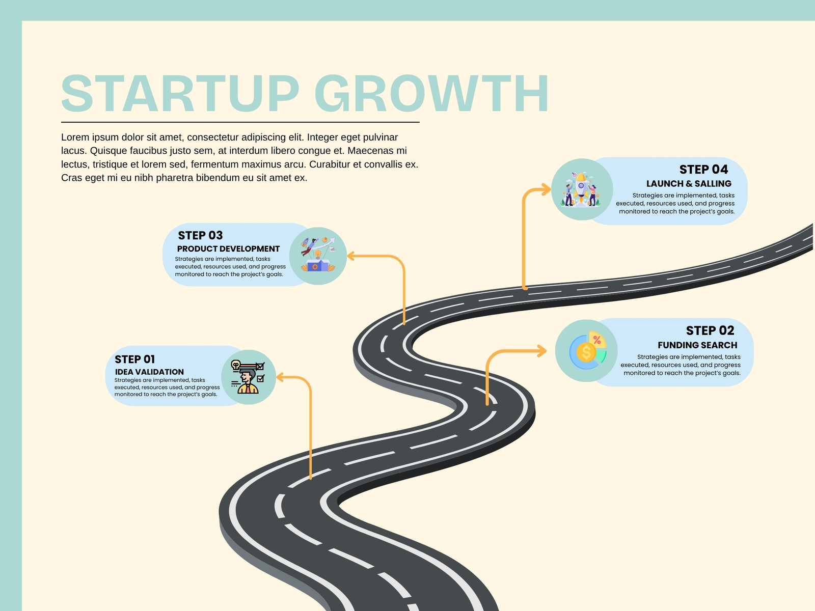 Blue and Beige Simple Startup Growth Roadmap Graph