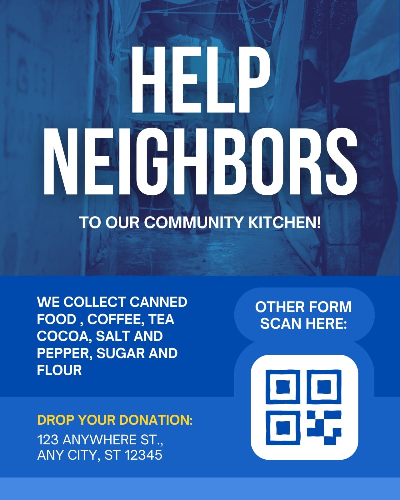 Blue White and Neutral Modern Help Neighbors Community Kitchen Instagram Post