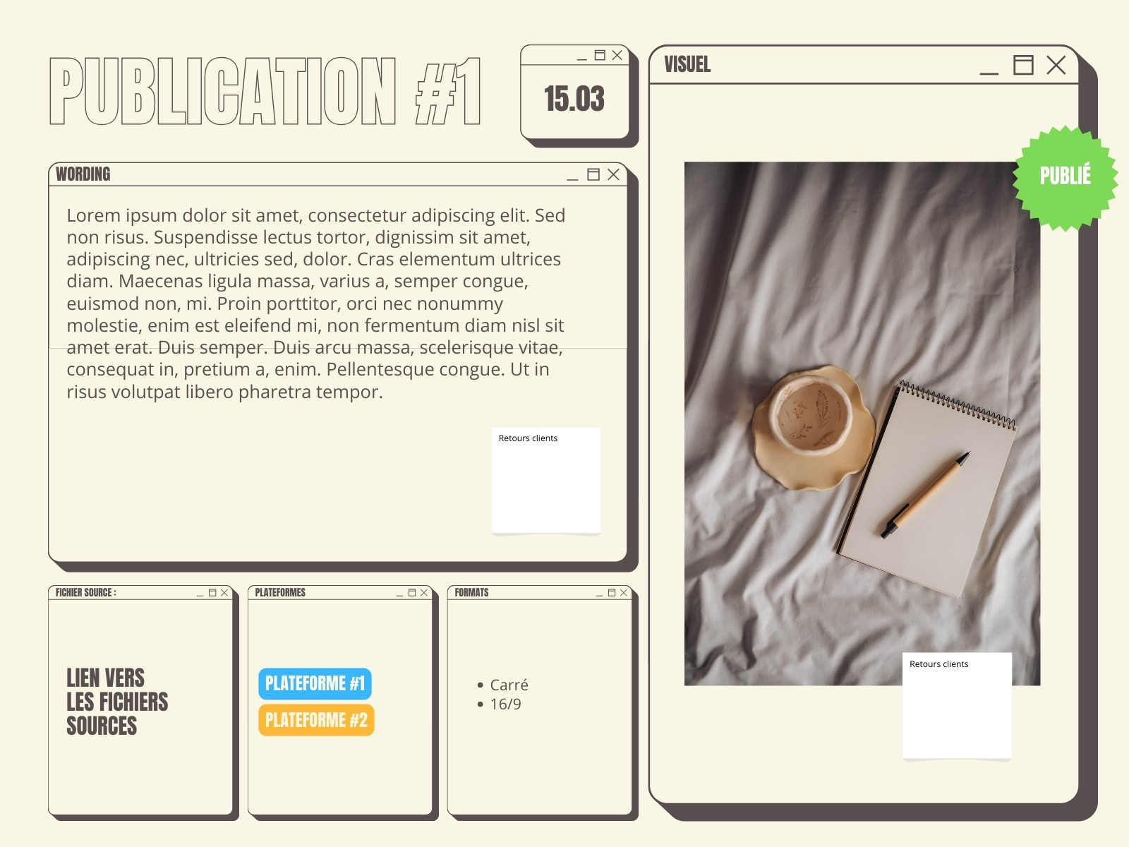 Beige Moderne Planification Publication Graphique