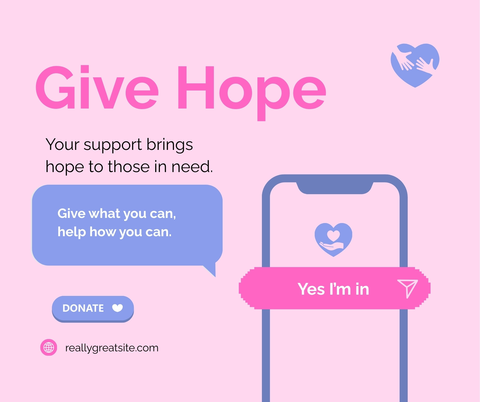 Pink and Blue Modern Charity Facebook Post