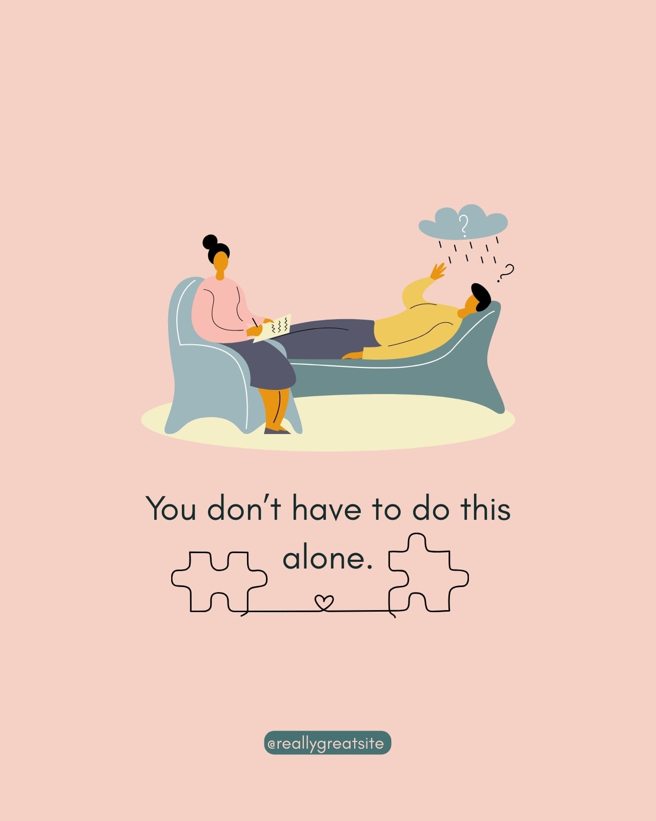 Peach Illustrated Therapy Session Instagram Post