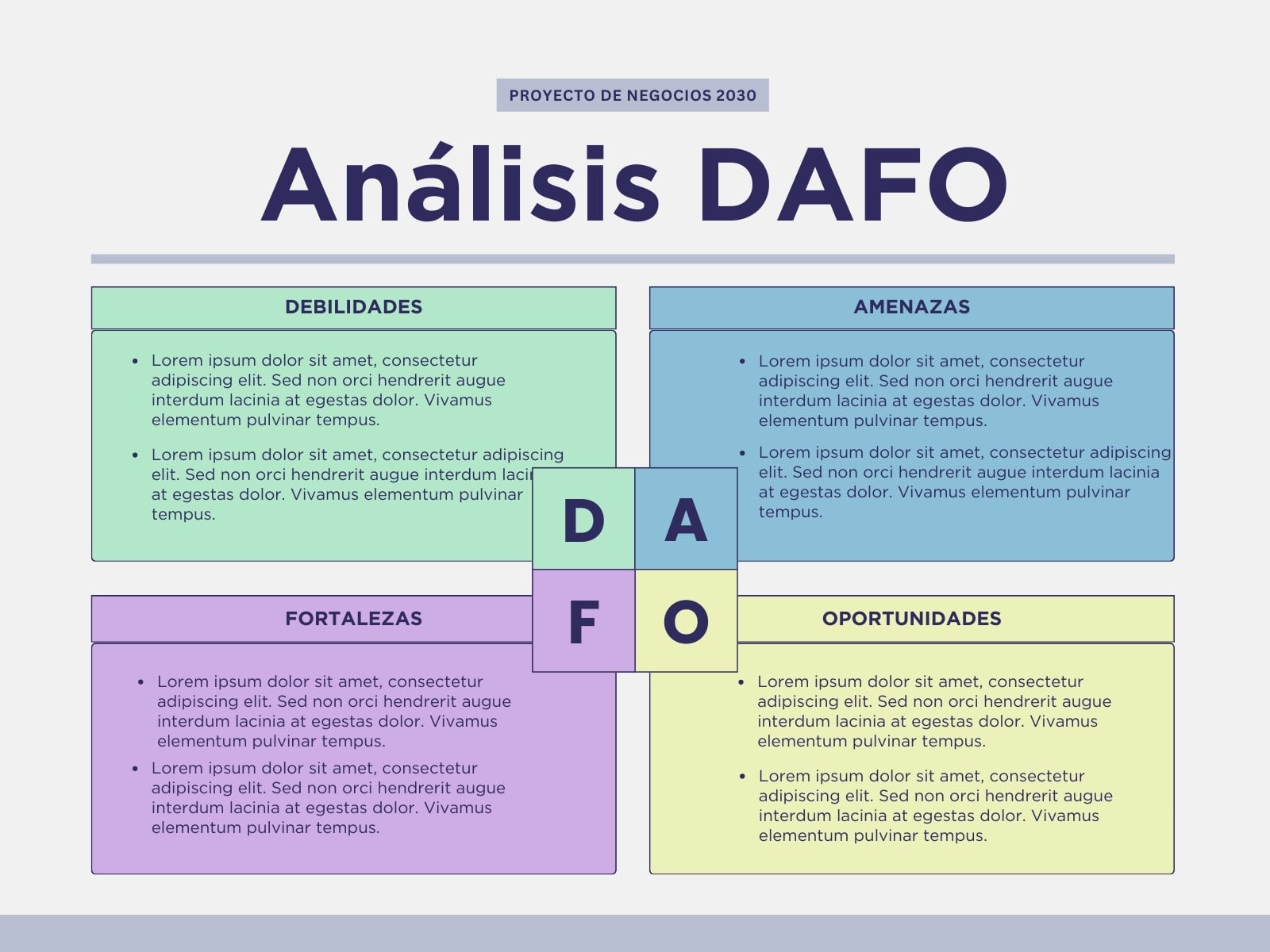 Análisis DAFO Gráfica FODA Moderno Colorido Gris