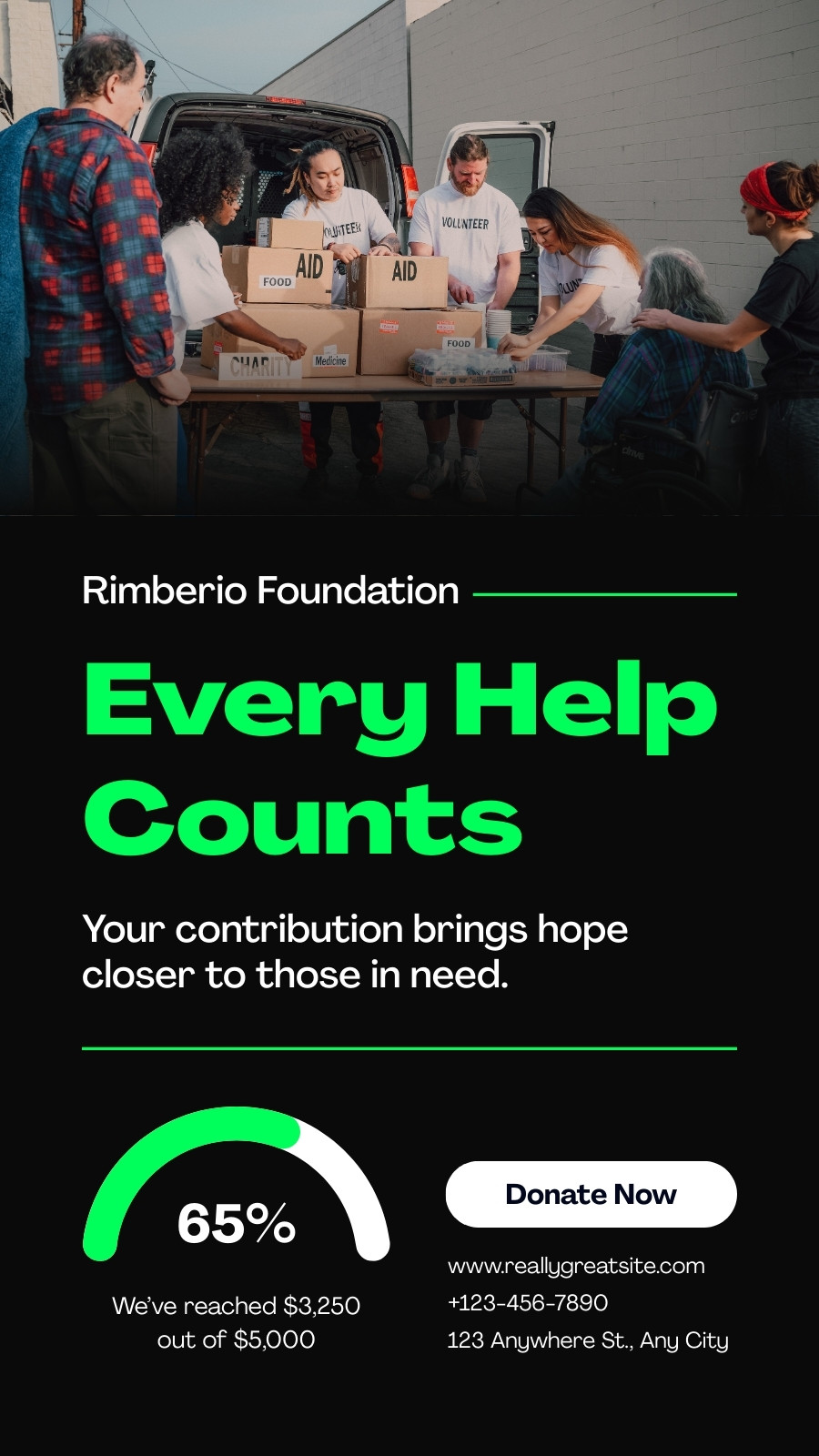 Black and Green Modern Charity Your Story