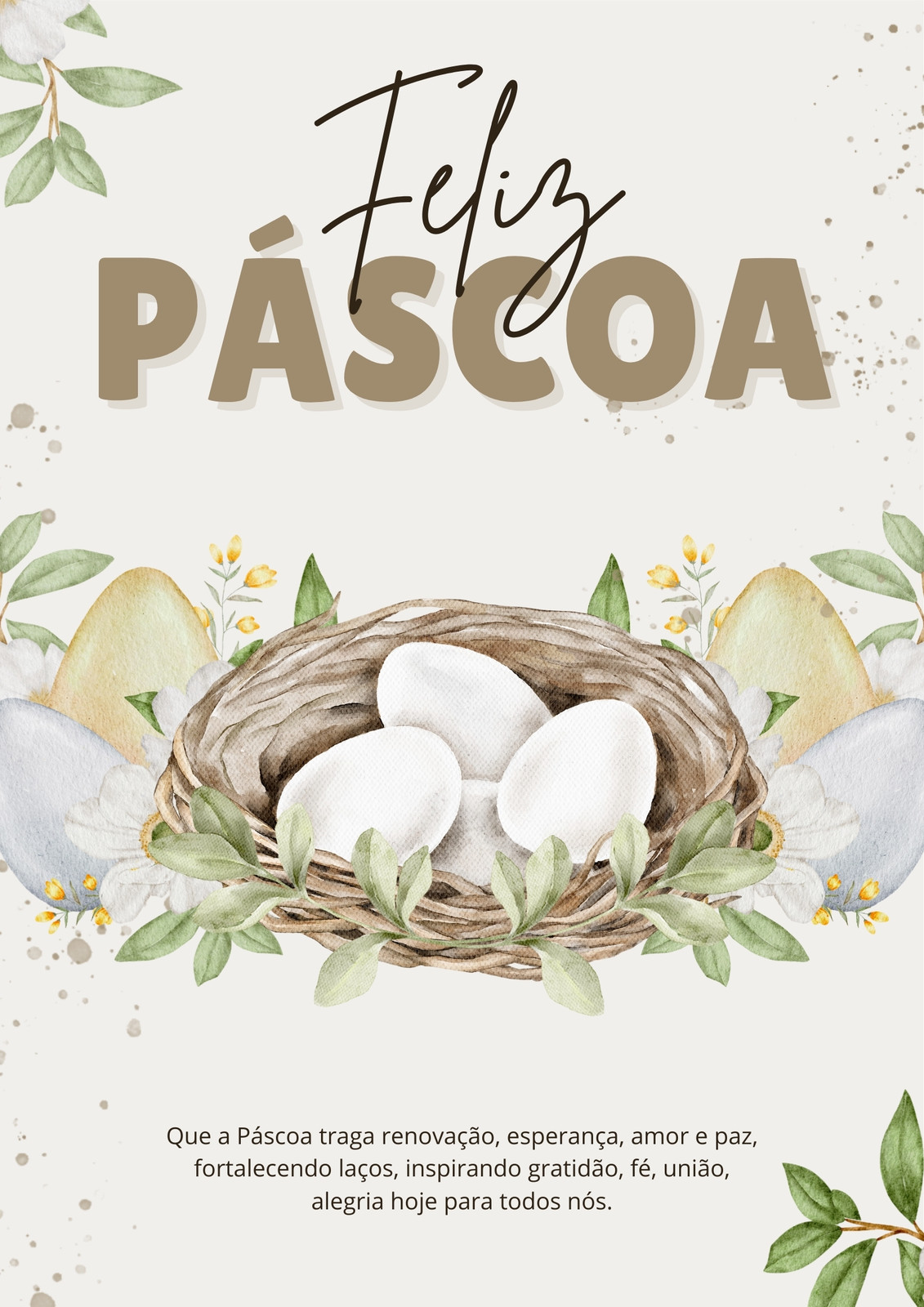 Cartaz Estético Marrom e Verde Feliz Páscoa