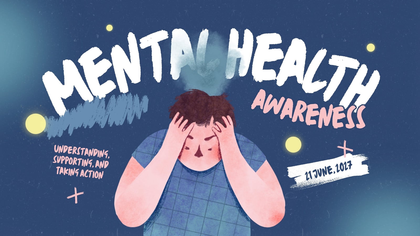 White Blue and Yellow Illustrated Mental Health Presentation