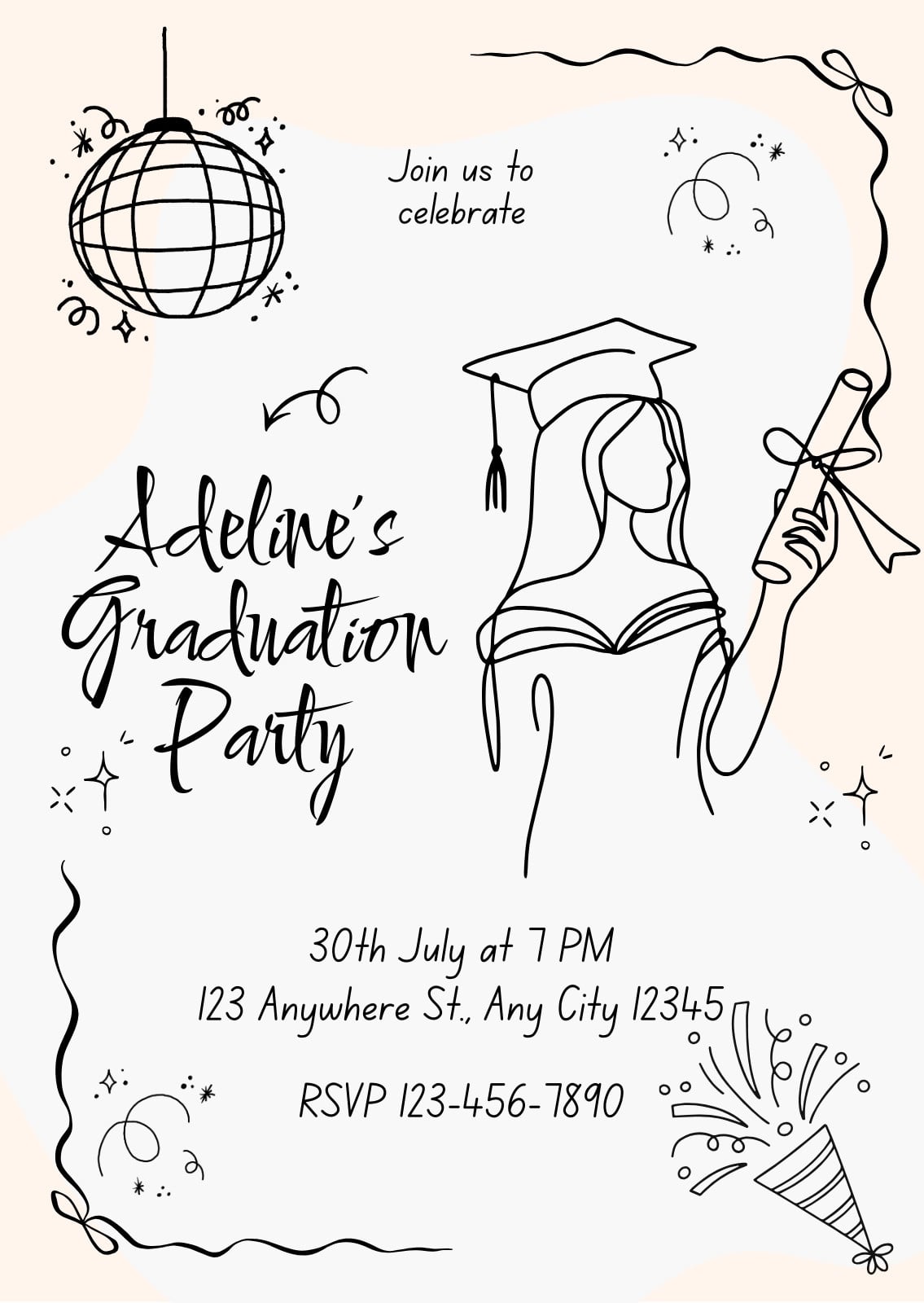 grad party card ideas Graduation Party Invitation, Editable Grad Announcement Card Gold Clas