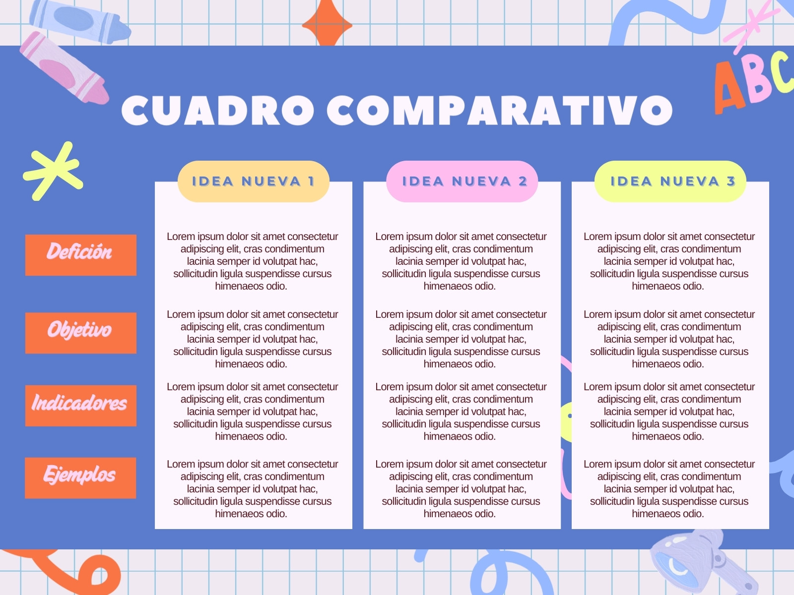 Gráfic Cuadro Comparativo Ilustrado Escolar Rosa Lila