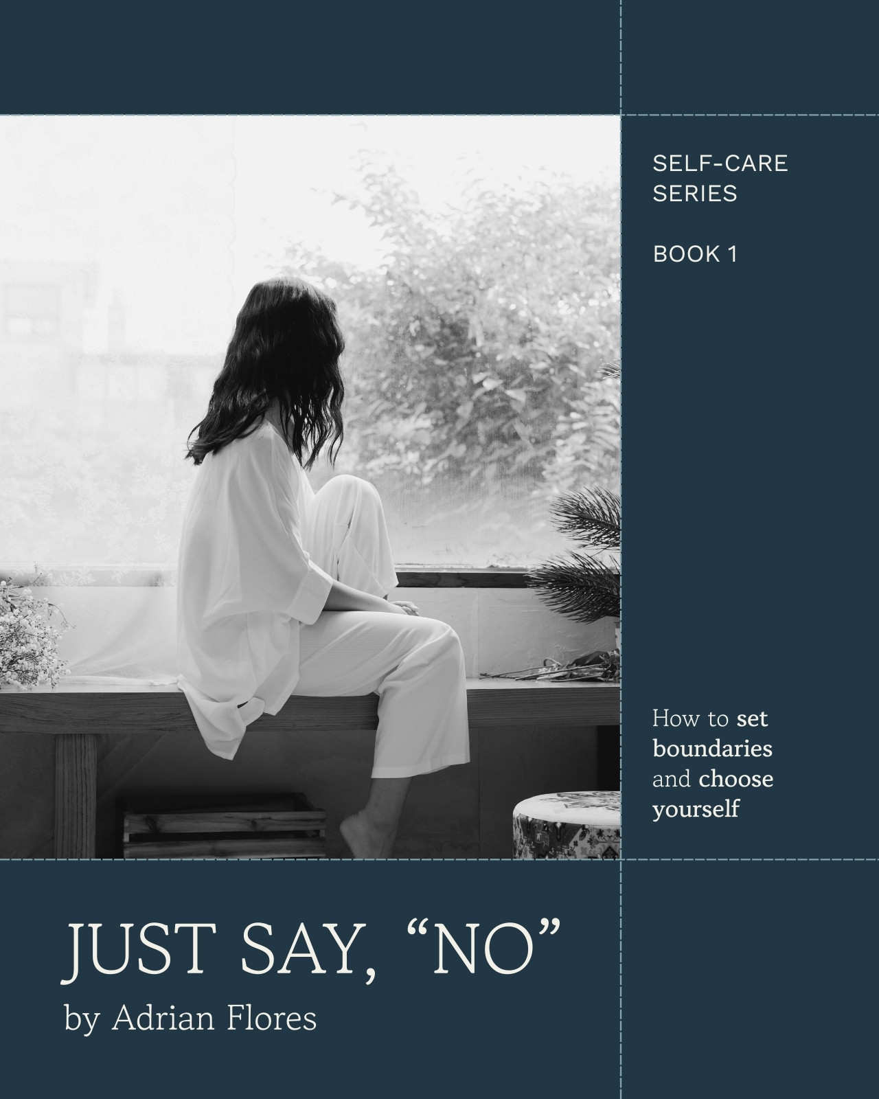 Self-Help EBook Cover Instagram Post in Dark Blue Black and White Soft Minimalist