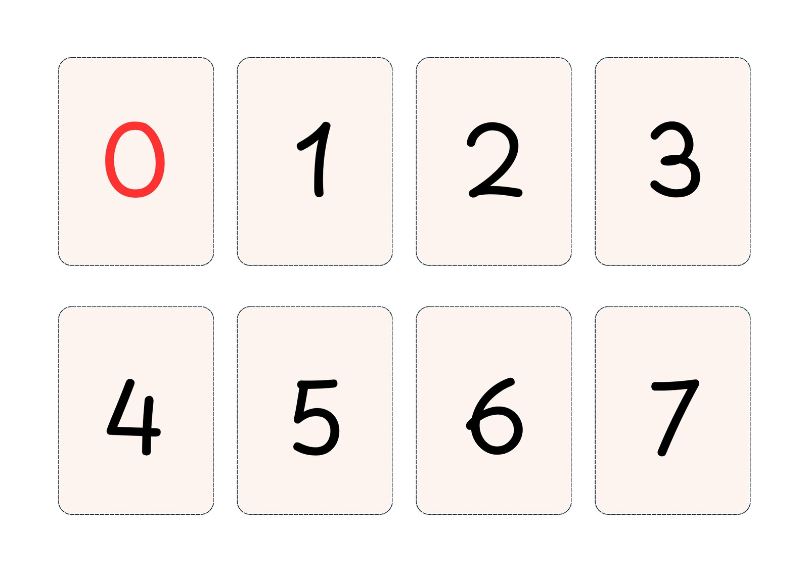 Flashcards nombres de 0 à 99 Numération Primaire Minimaliste Pastel