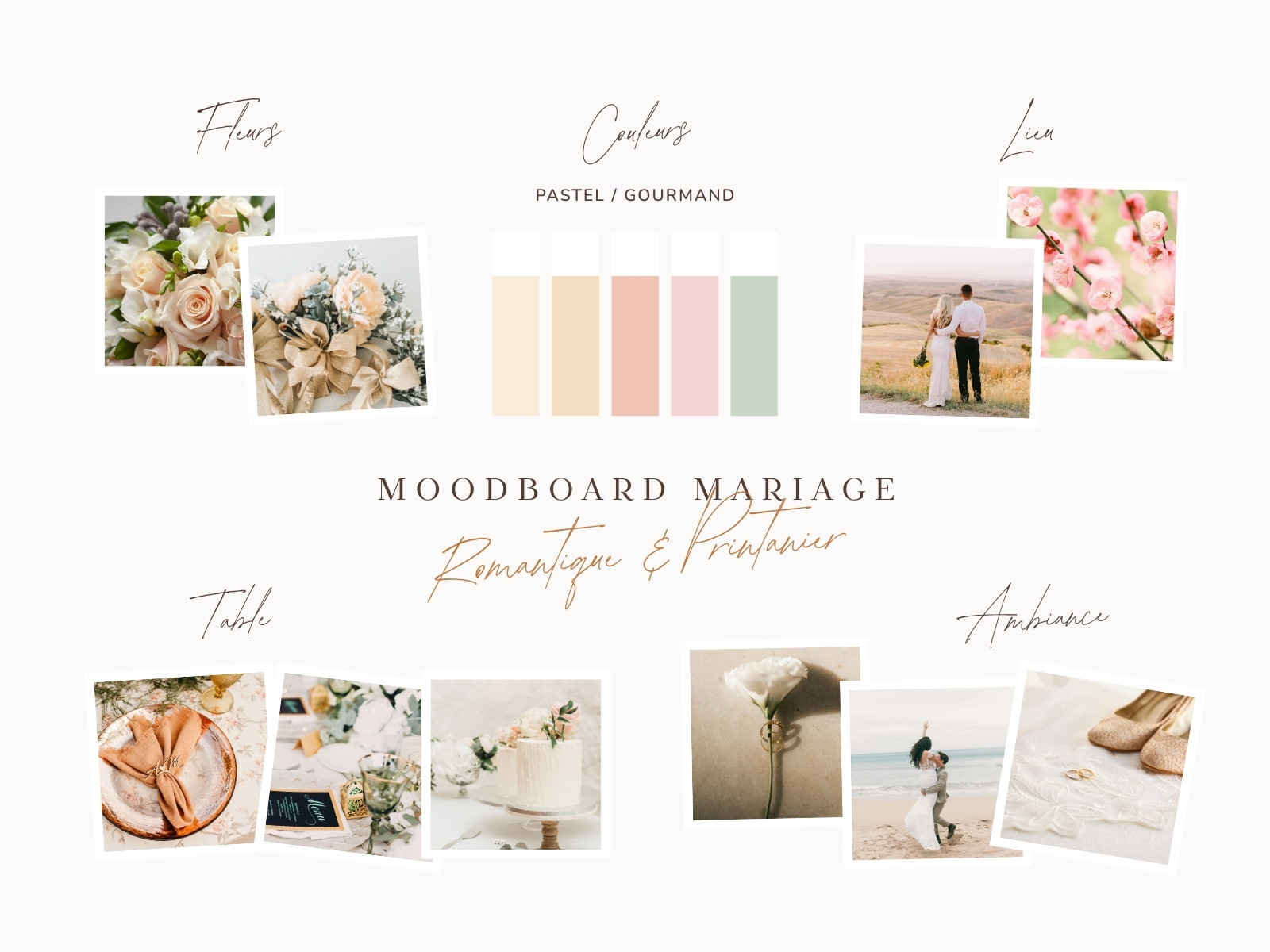 Graphique Moodboard de mariage Collage Beige rose