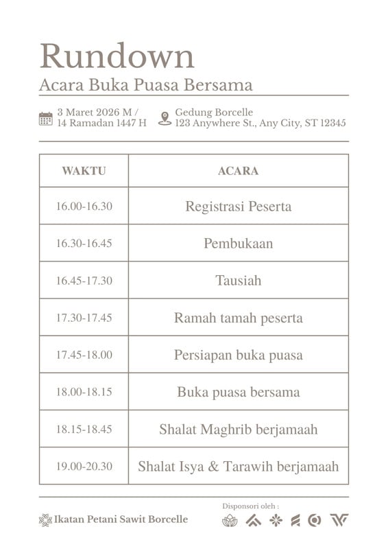 Programme Rundown Example Gratis Contoh Program Acara Terbaik - Canva
