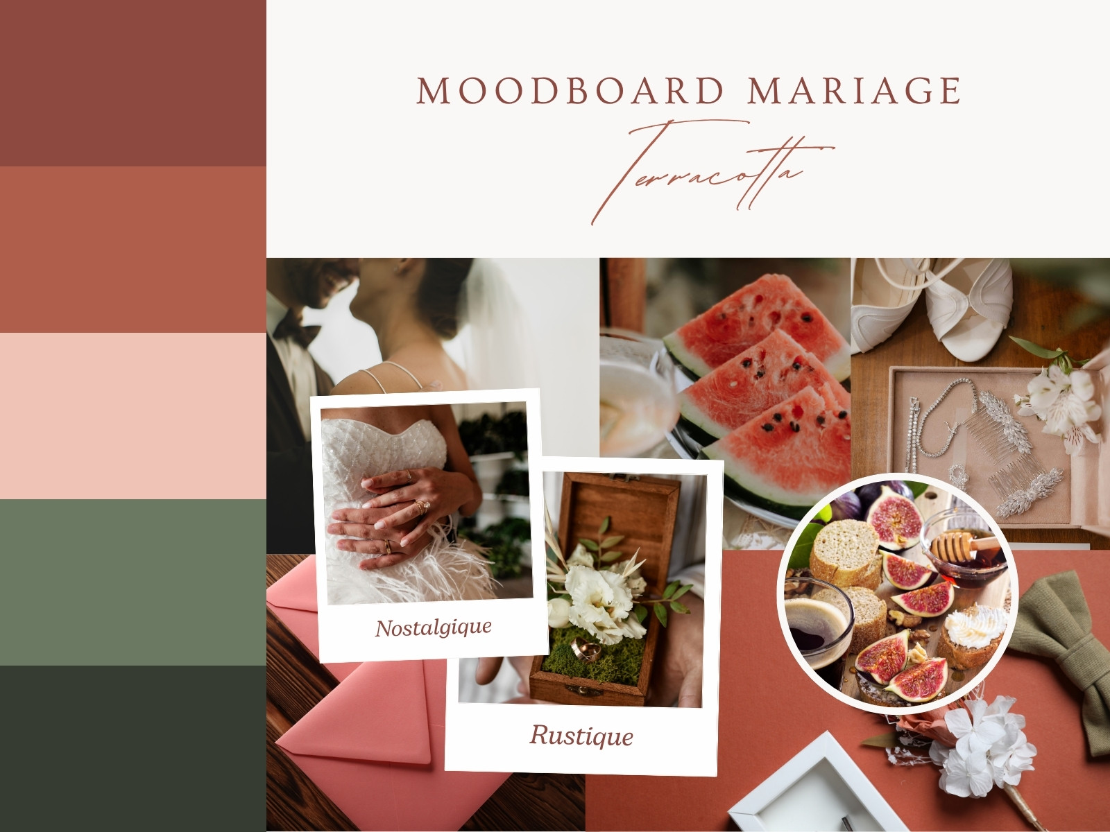 Graphique Moodboard Mariage Terracotta Collage Terracotta vert
