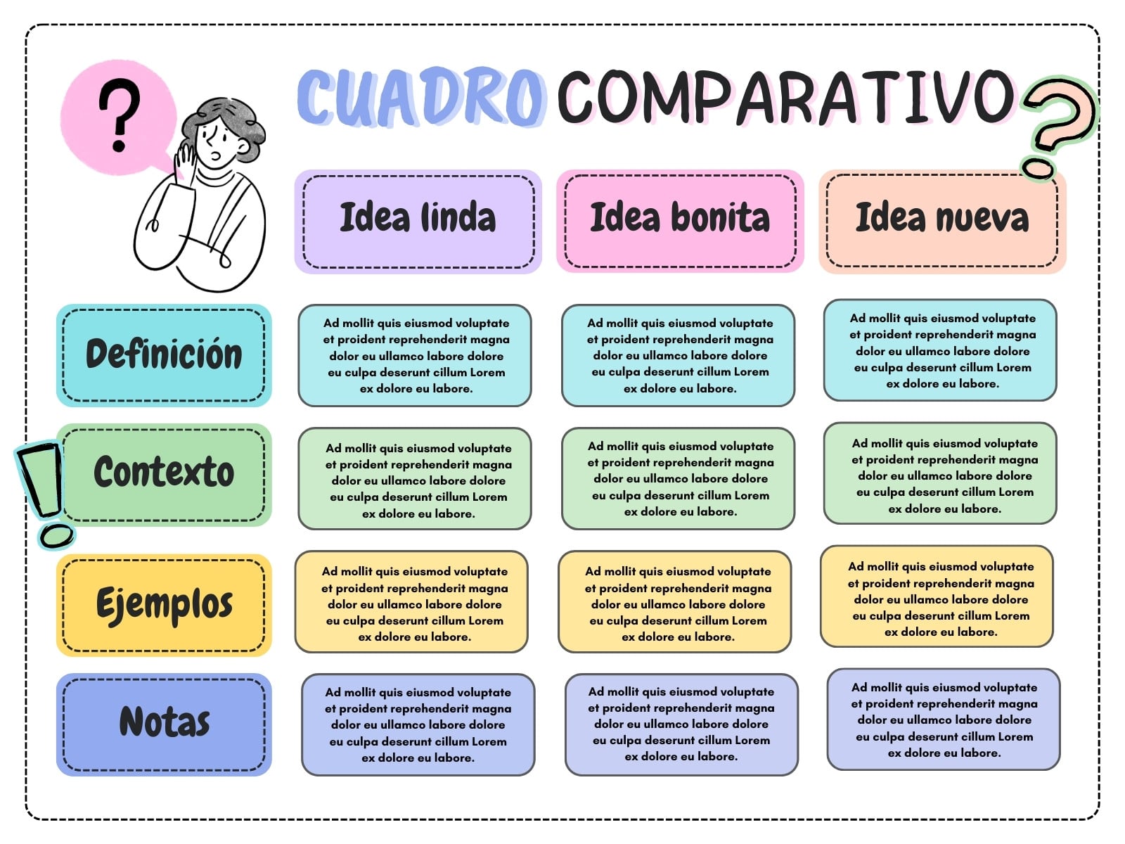 Gráfica Cuadro Comparativo Ilustrativo Colorido