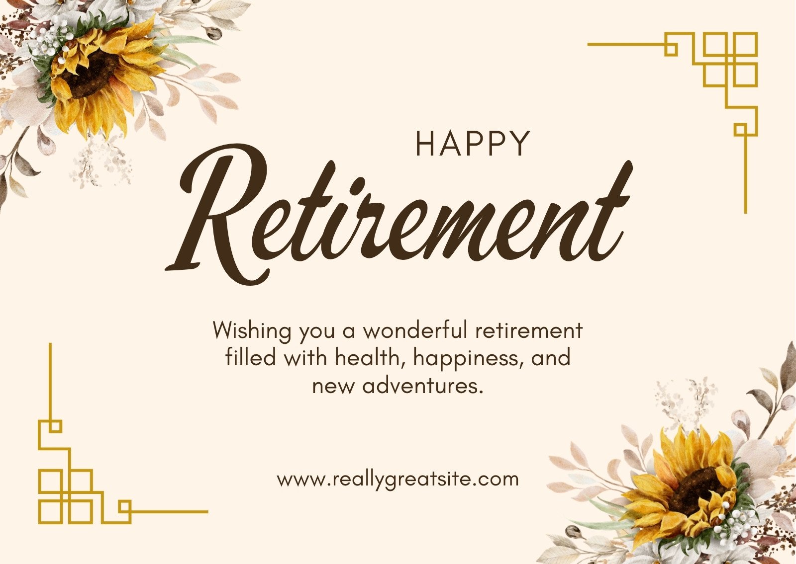 Brown Yellow and White Elegant Retirement Card
