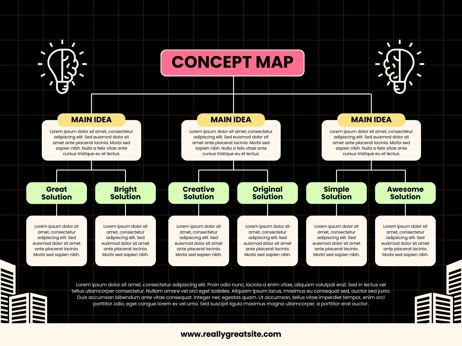 Black and White Modern Concept Map Graph