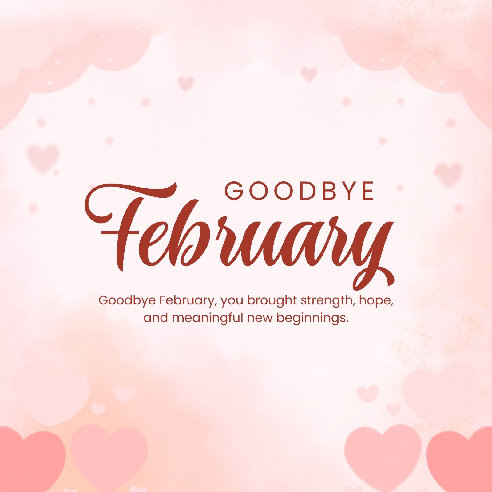 Pink Illustrated Goodbye February Instagram Post