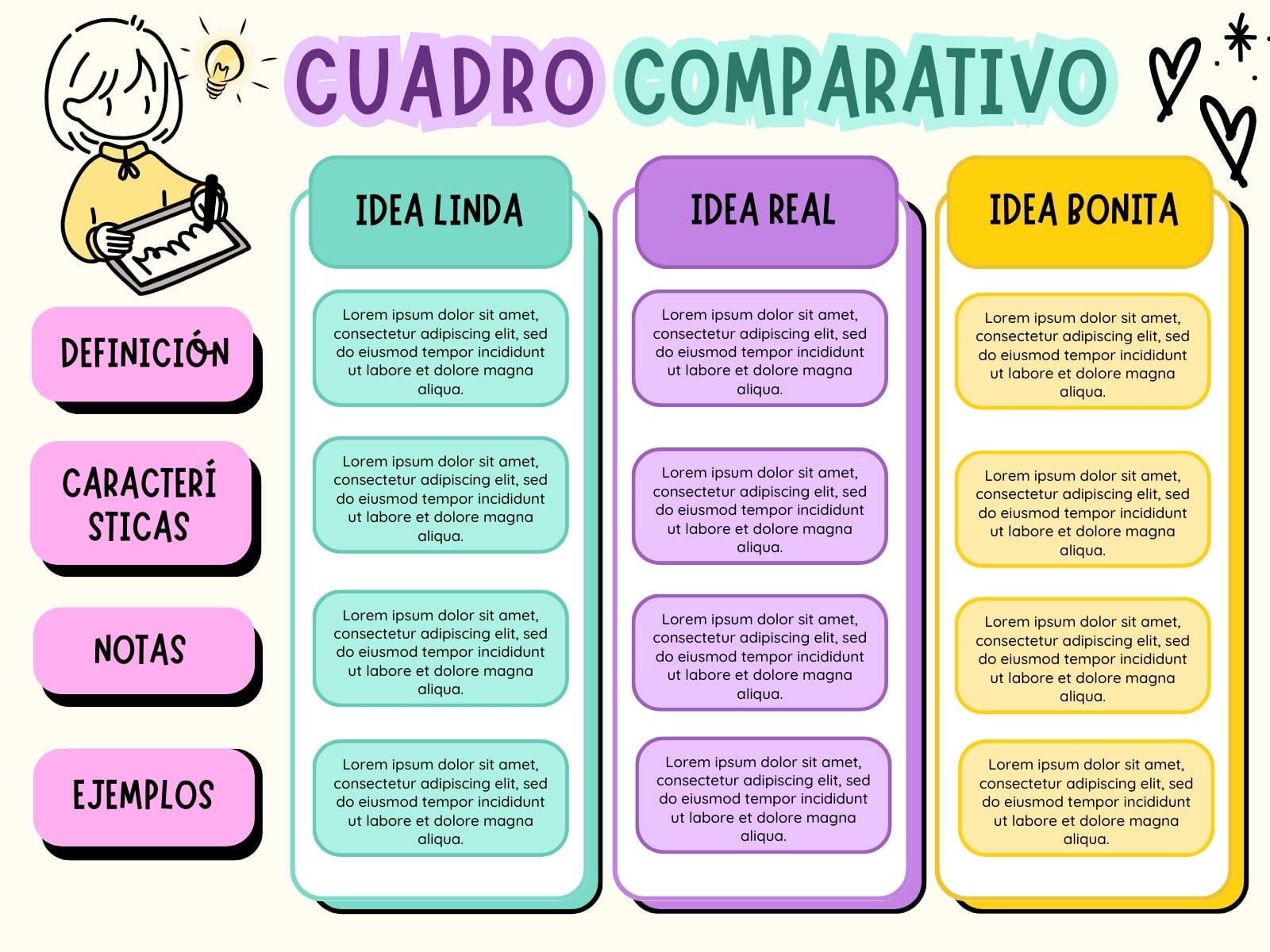 Gráfica Cuadro Comparativo Ilustrativo Colorido