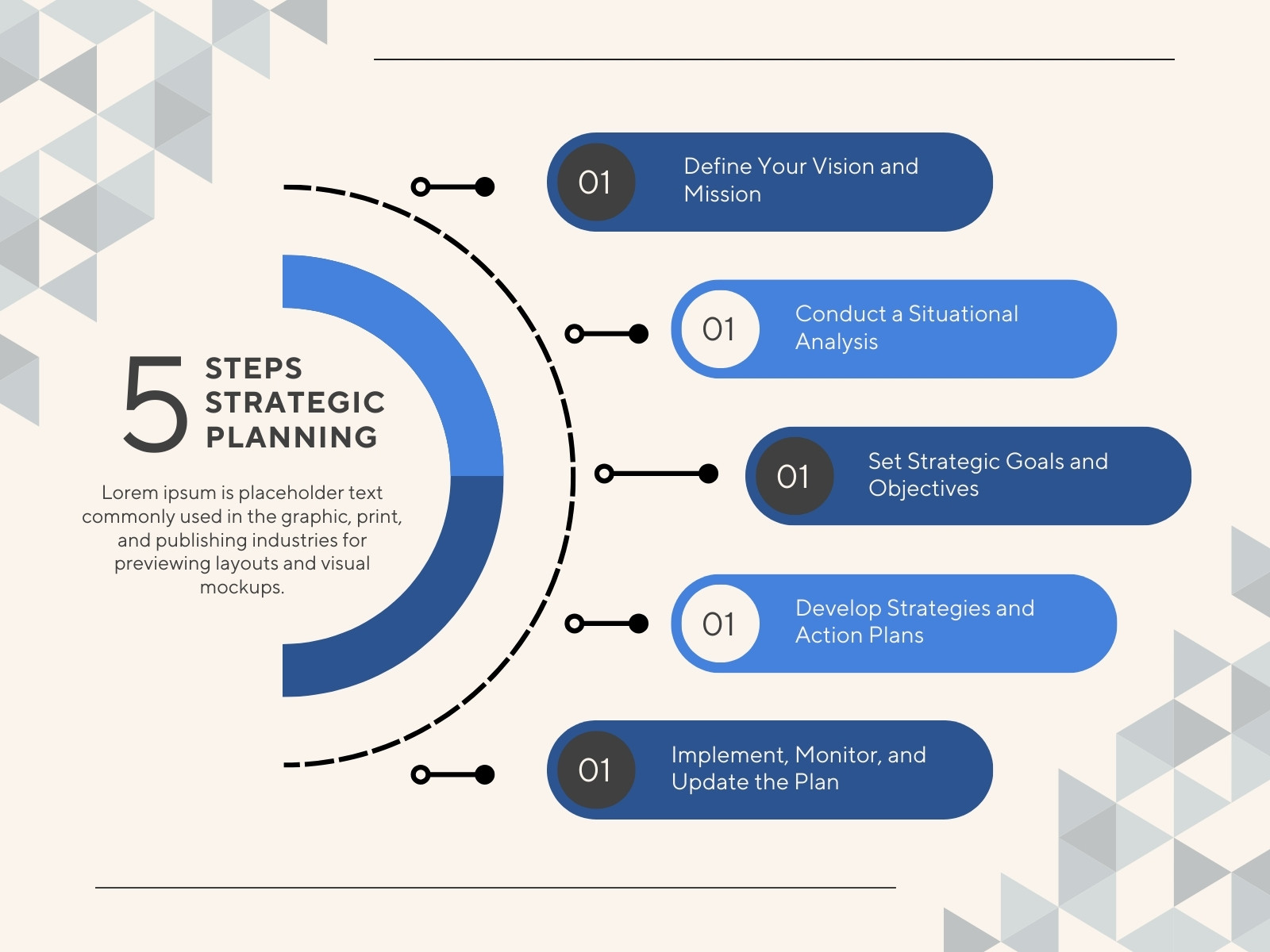 Blue and Beige Modern Steps Strategic Planning Graph