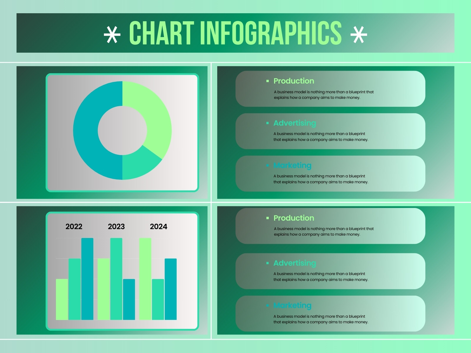 Green and Teal Modern Chart Infographics Graph