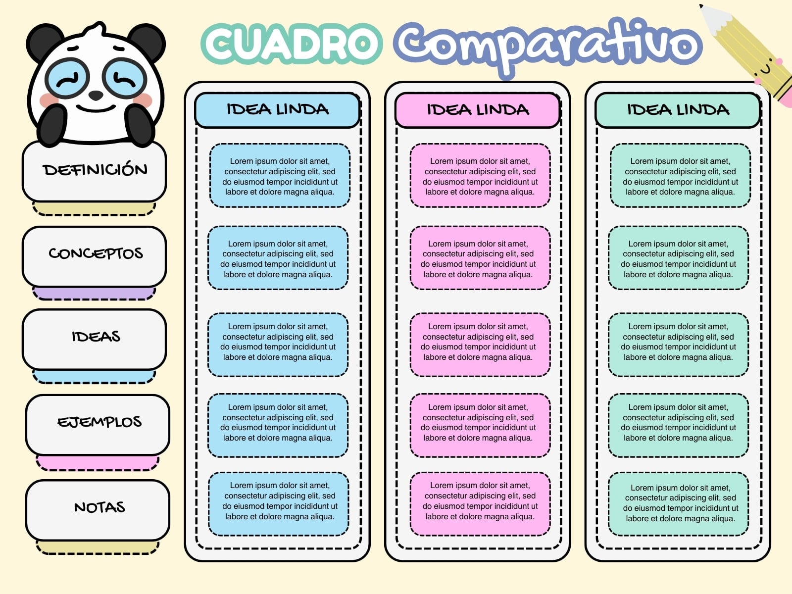 Gráfica Cuadro Comparativo Ilustrativo Colorido