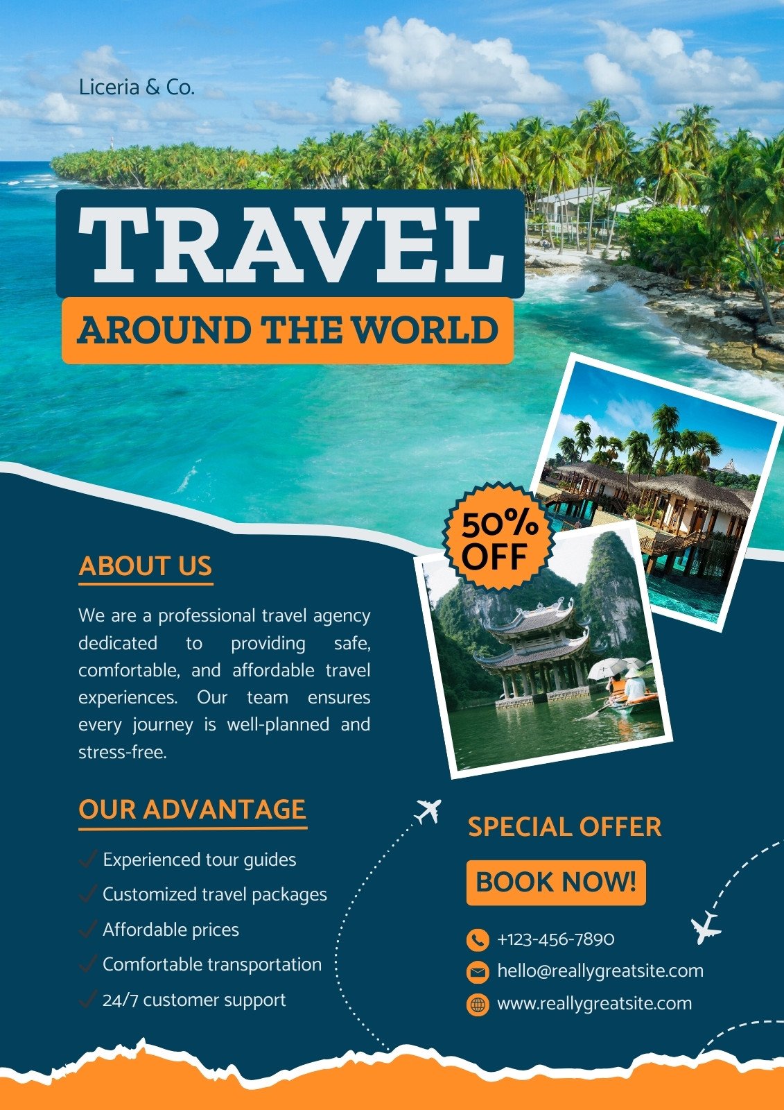 Blue and Orange Modern Travel Poster