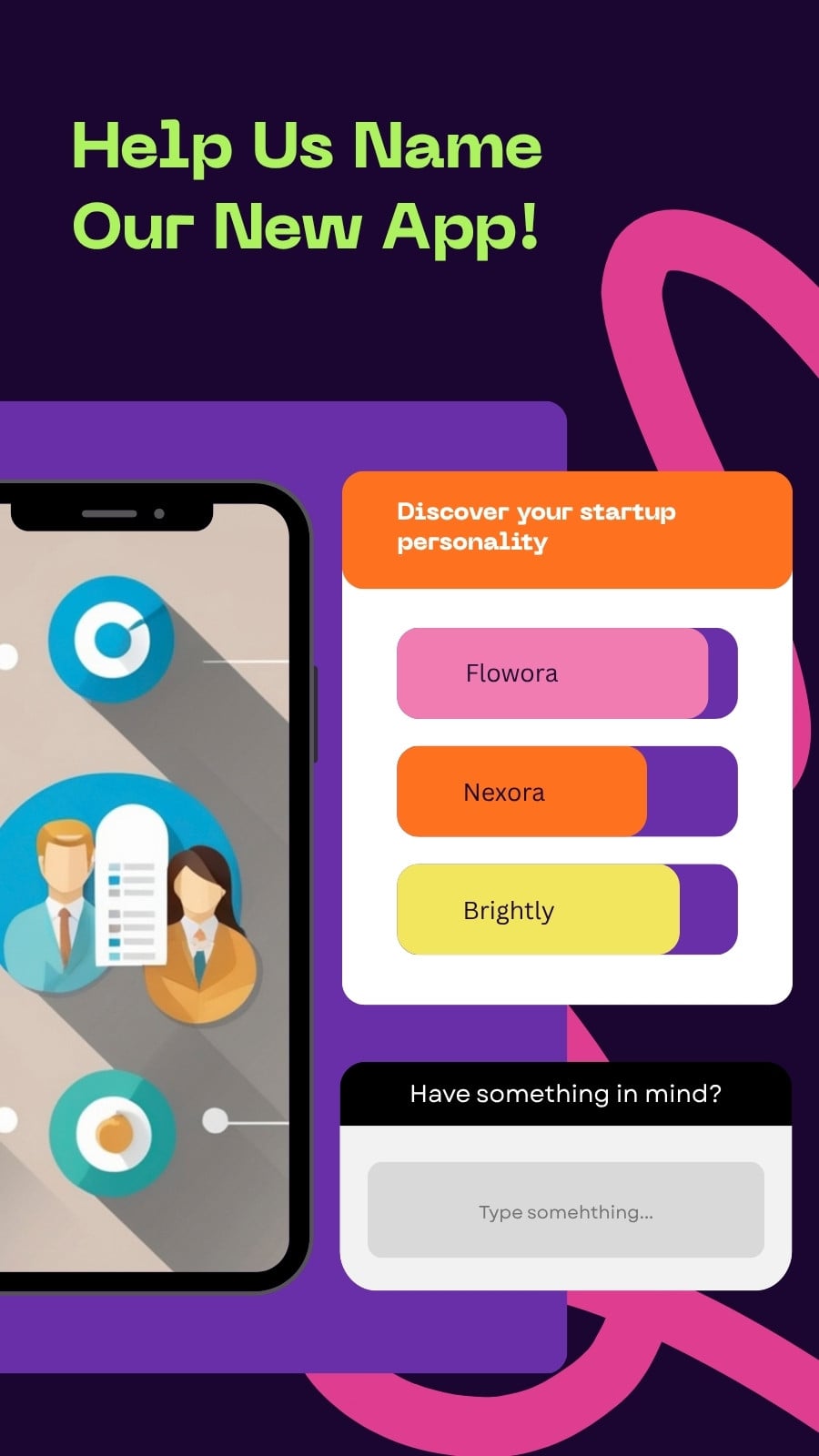 Purple Violet Flat Dynamic Help Us Name Our New App Your Story