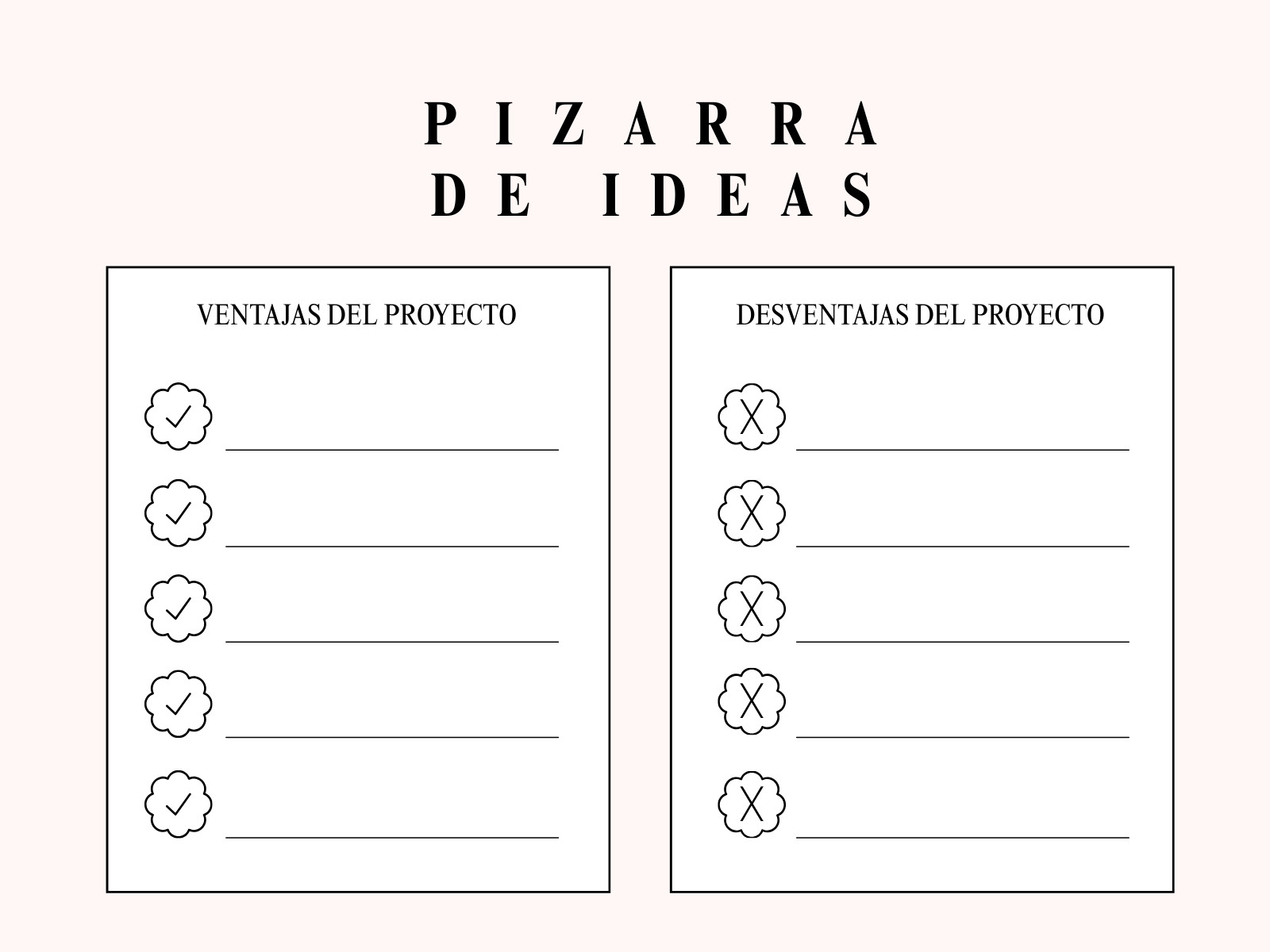 Tabla Pizarra de Ideas Minimalista Moderno Rosa y Negro