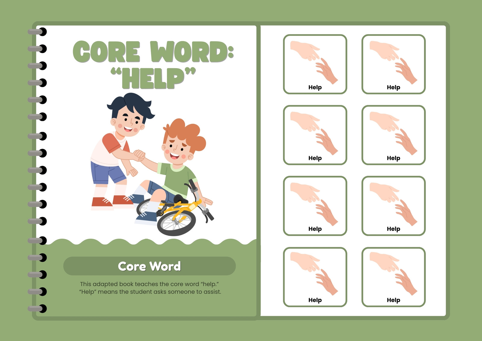 Help Adapted Book Document in Green Cartoon Style