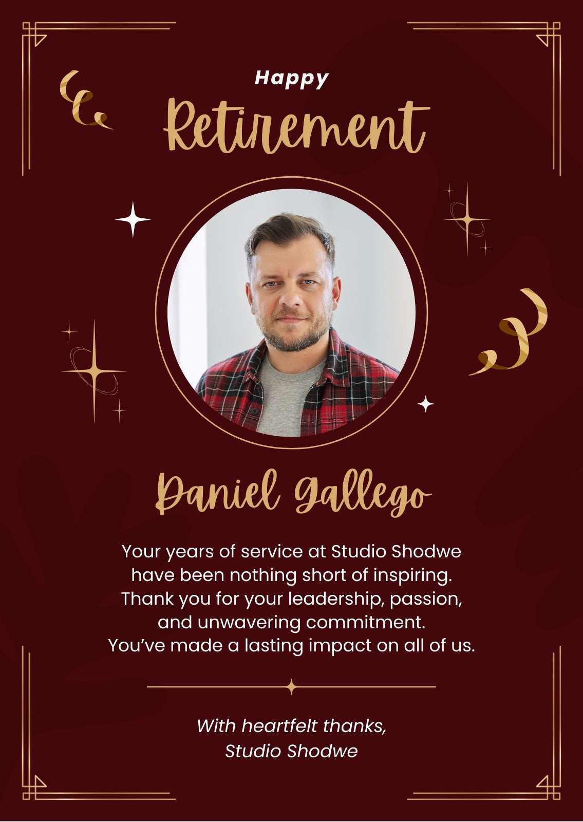 Red and Gold Playful Appreciation Happy Retirement Card