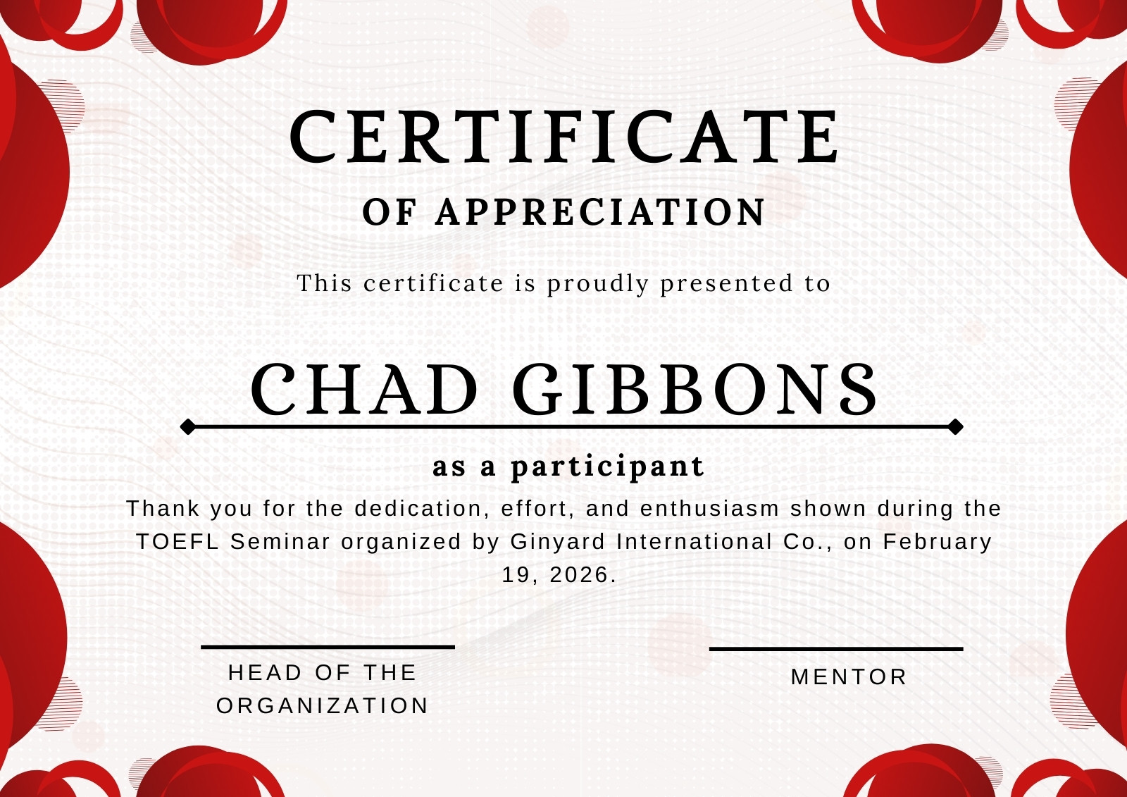 Red White Simple Geometric Certificate A4 Document