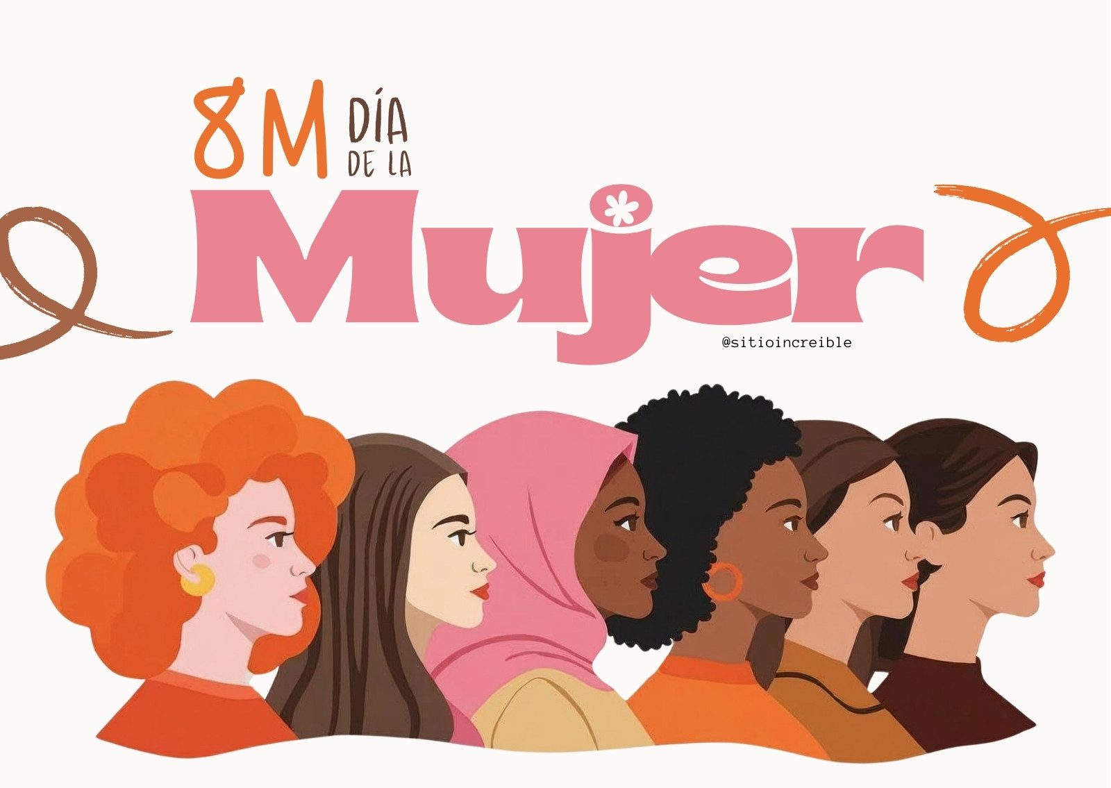 Tarjeta Horizontal Día de la Mujer Ilustrado Rosado Tarjeta Horizontal Día de la Mujer Ilustrado Rosado