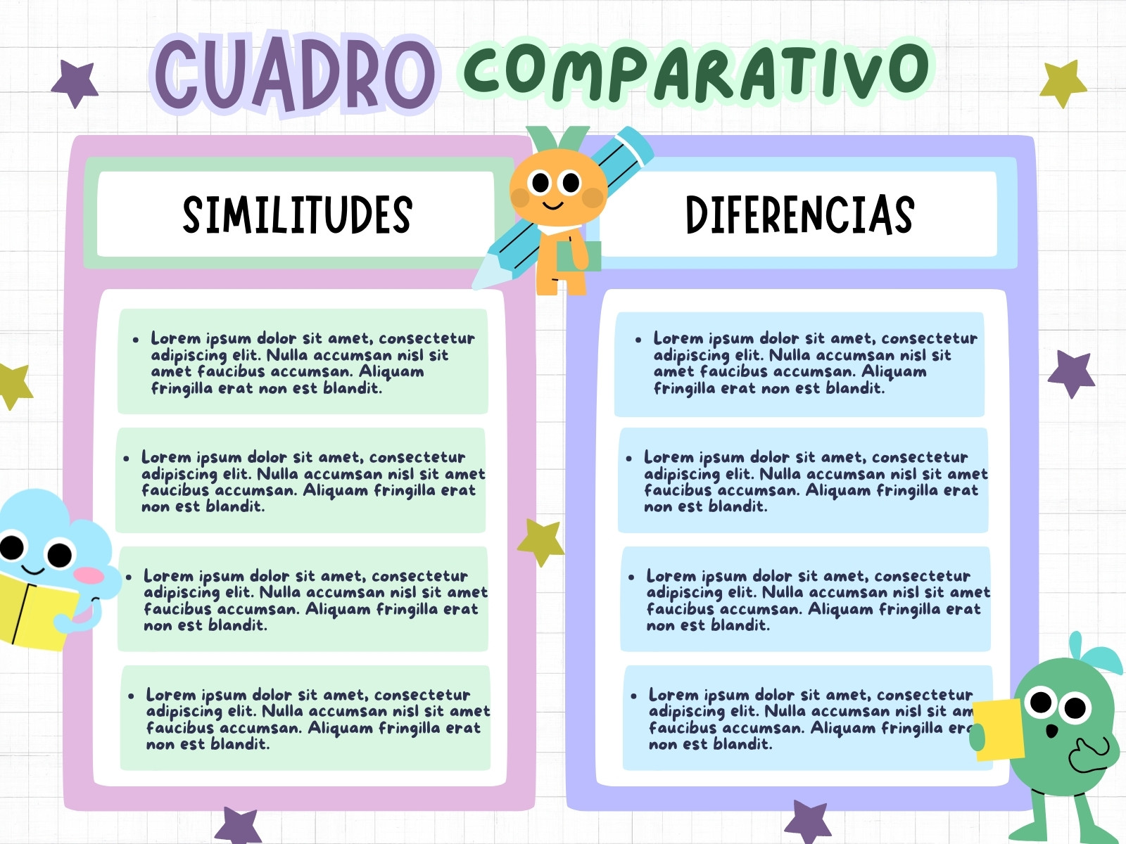 Gráfica Cuadro Comparativo Ilustrado Simple Verde y Azul