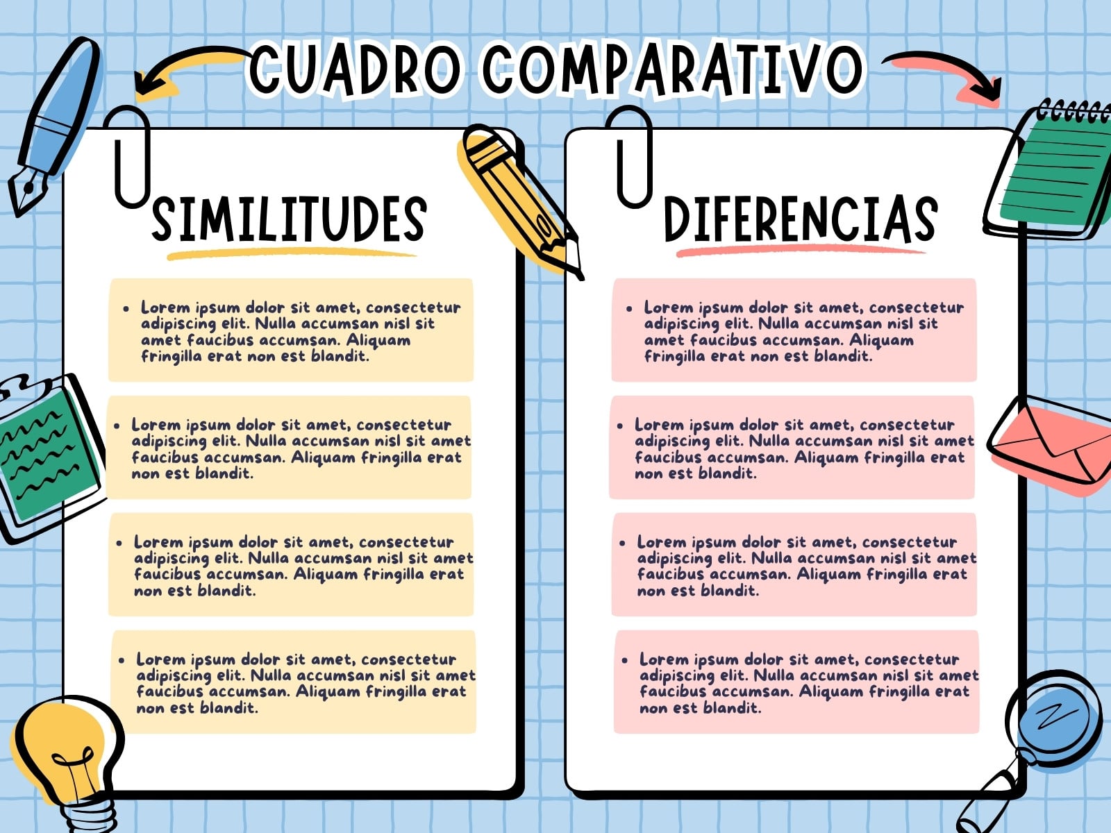 Gráfica Tabla Comparativa Creativa Azul