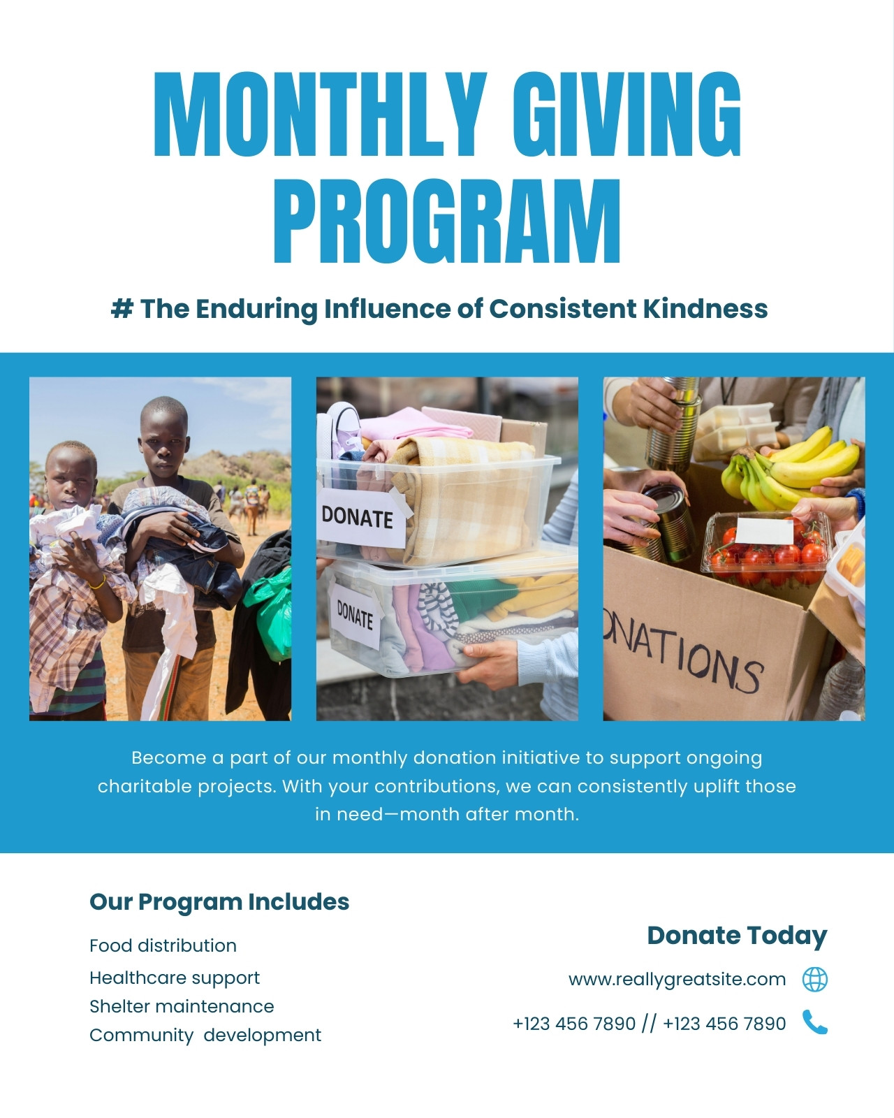 Blue Simple Open Donation Instagram Post
