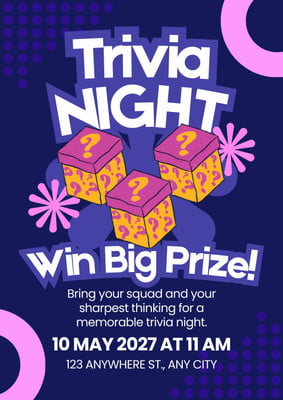 Trivia Reminder Free and customizable trivia night templates | Canva