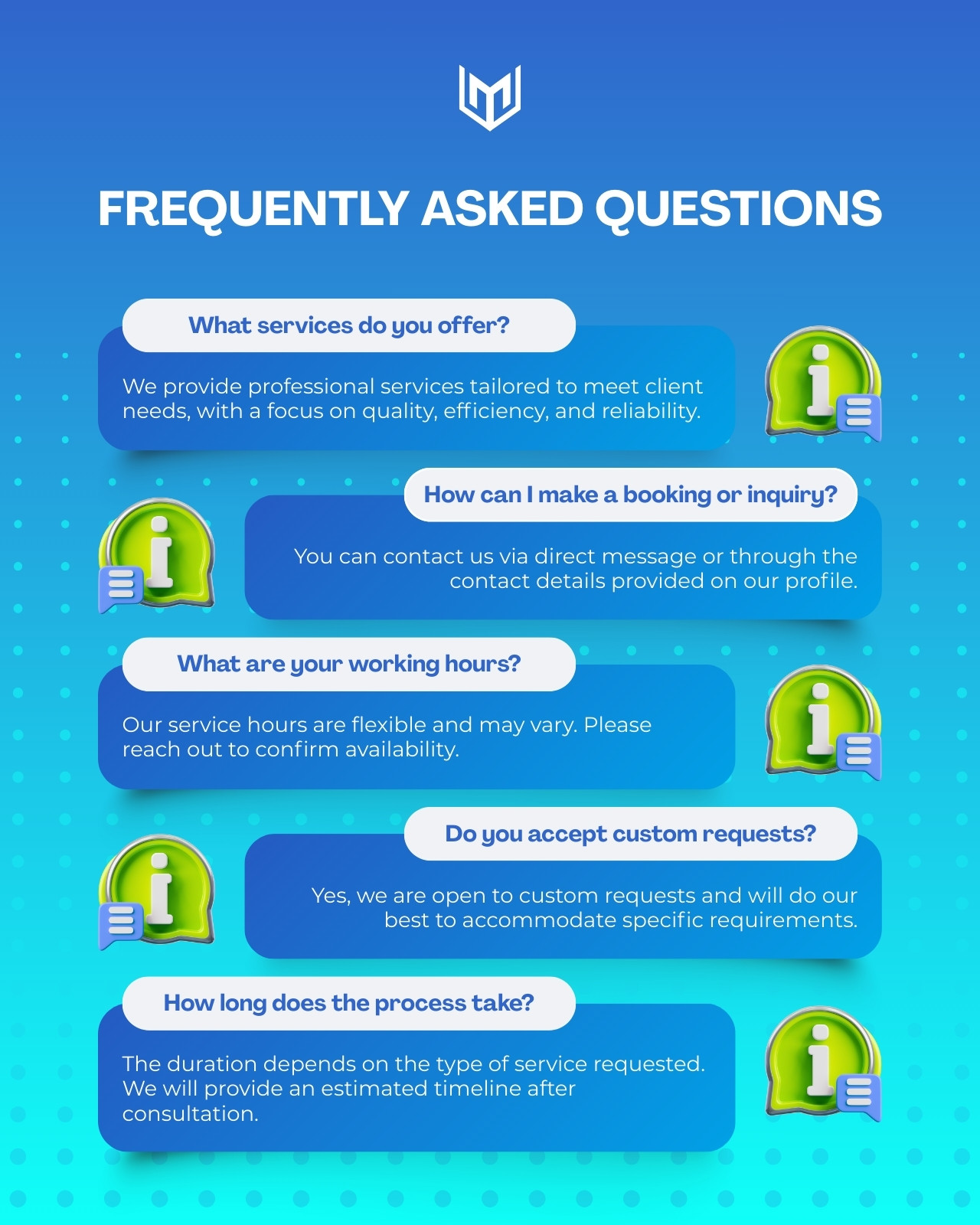 Blue Gradient Modern FAQ Instagram Post
