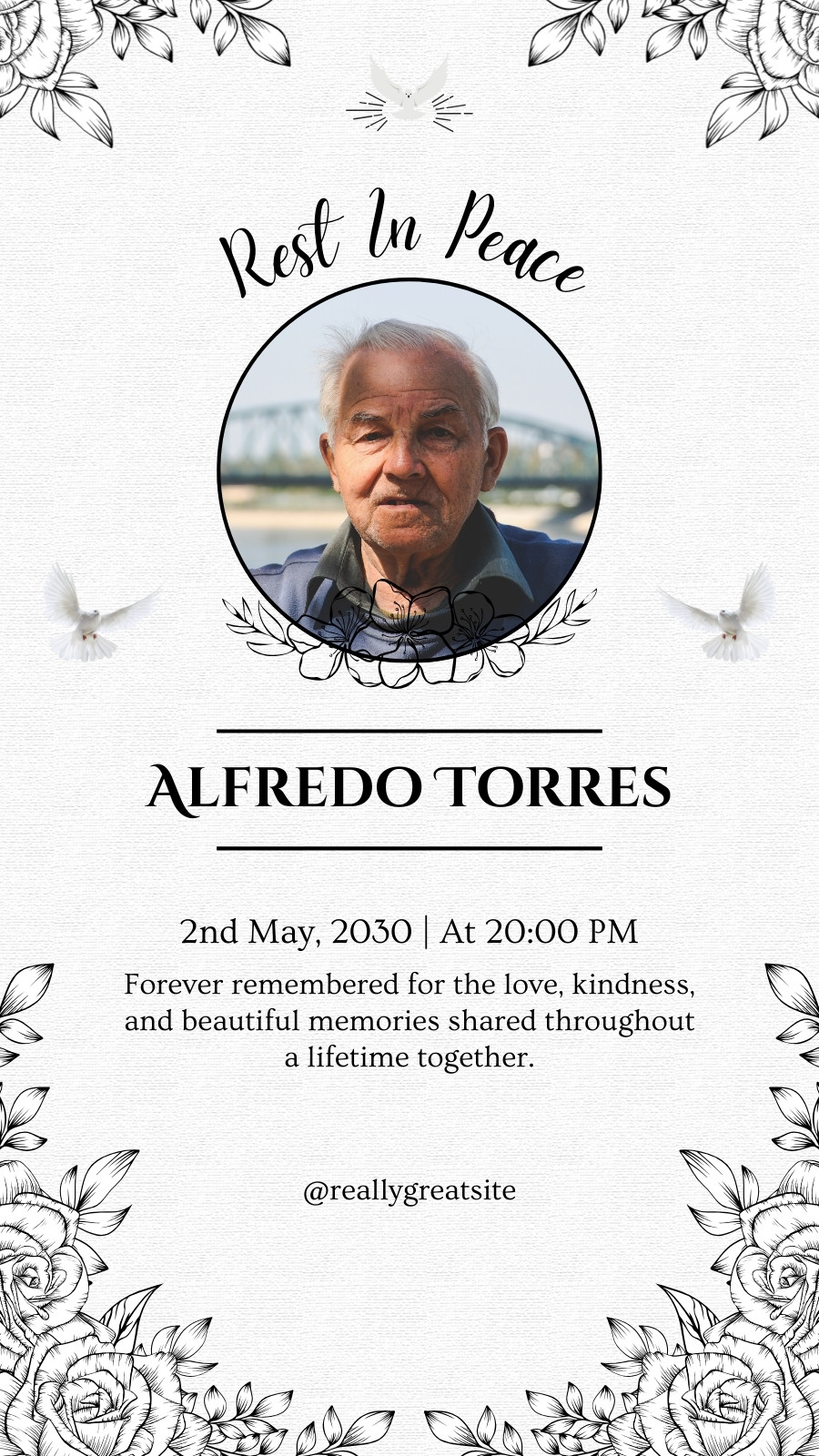 Black and White Elegant Memorial Your Story