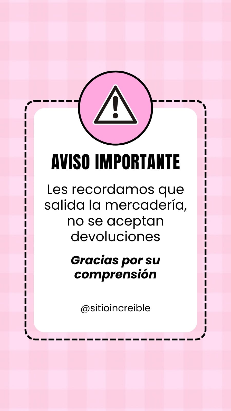 Historia de Instagram Aviso Importante Moderno Rosa y Blanco