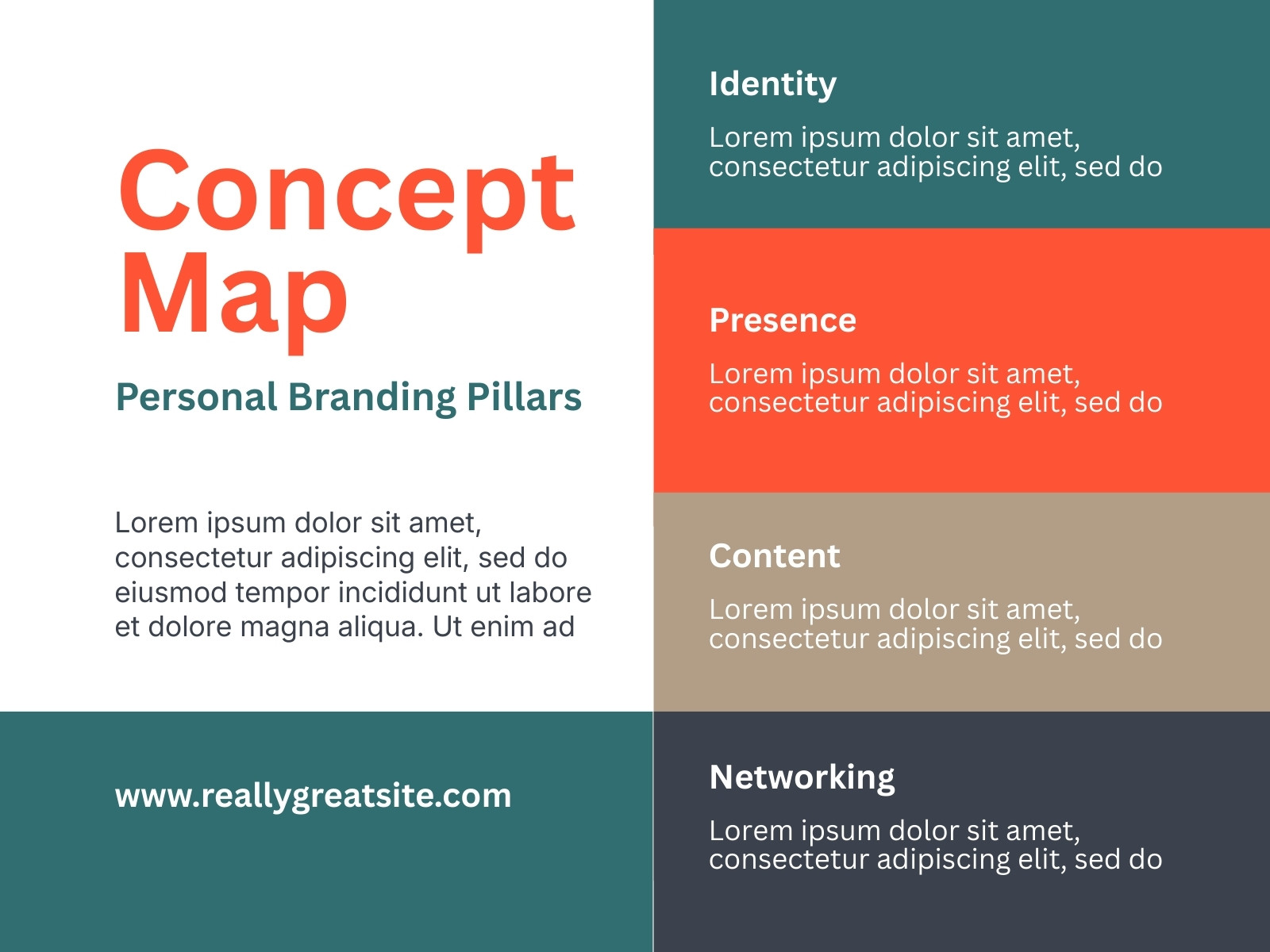 Teal Red and Gray Modern Concept Map Graph