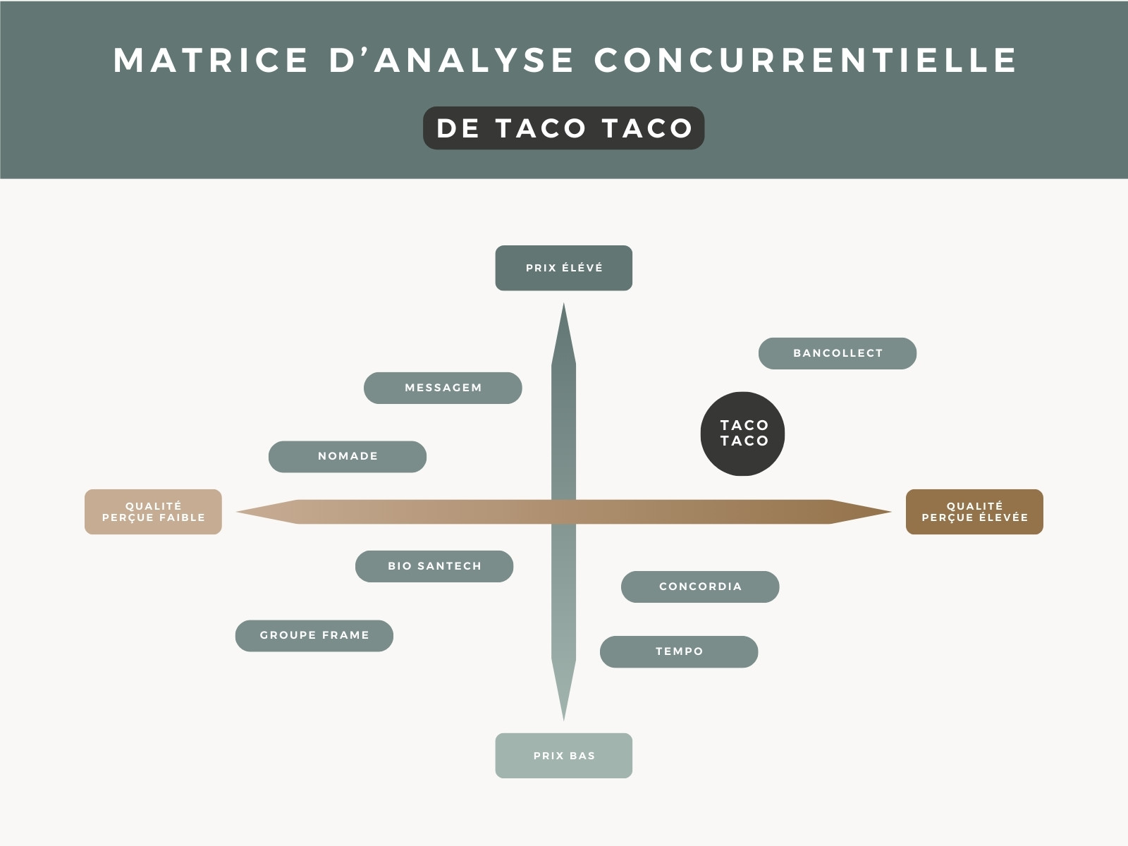 Graphique Matrice d'analyse concurrentielle Simple élégant Vert marron