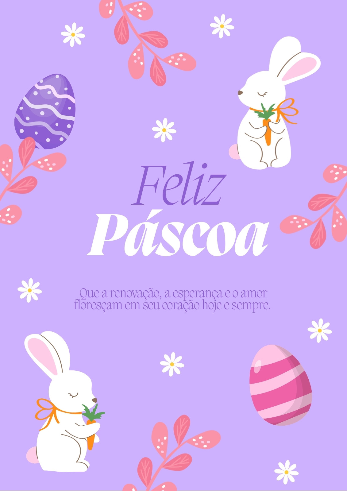 Modelo de Cartaz de Páscoa Coelho Rosa