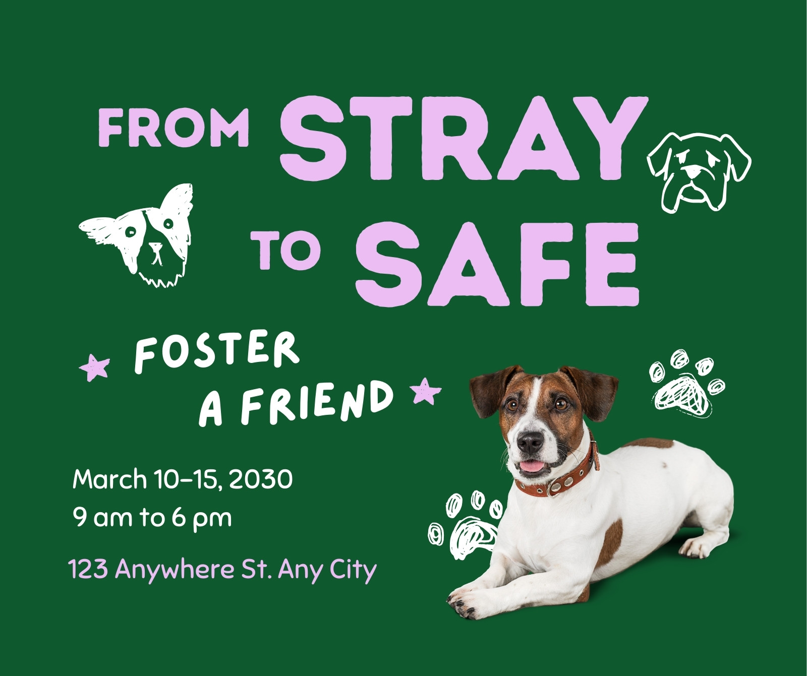 Green Purple and White Bold Dog Adoption Facebook Post