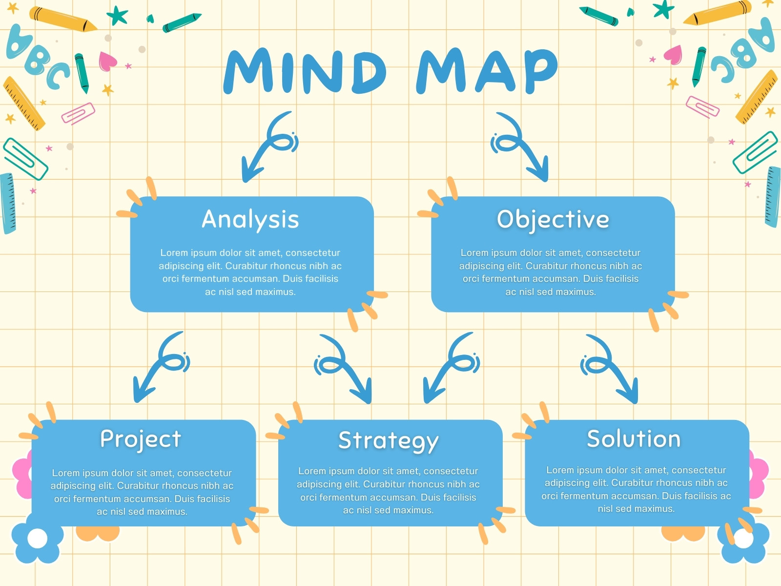 Blue and Beige Simple Cute Playful Mind Map Brainstorming Graph